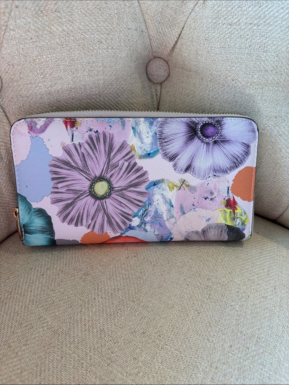 Floral Zip-Around Wallet in Pink Multi - Summer Florals